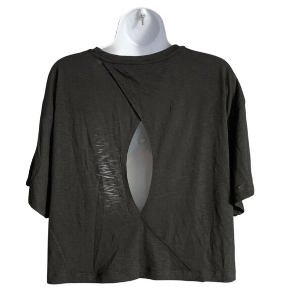 JoyLab Womens Activewear Black Short-Sleeve Cropped Boxy Fit T-Shirt Size Medium - Picture 2 of 10